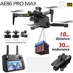 Drone professionnel AE86 PRO Max avec caméra HD 8K, cardan 3 axes, photographie aérienne, évitement d'obstacles, FPV GPS, quadri
