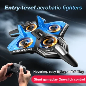 T02 RC Drone Airplane - 4 - Channel Gyro, LED Lights, Headless Mode,Stunt Rollover, Beginner - Friendly