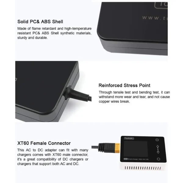 ToolkitRC ADP200 AC Power Adapter 200W Power Supply XT60 Plug Output 19.5V 10.3A for RC LiPo Battery Charger Balance Drone Model - Image 3