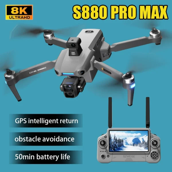 S880 GPS Drone Follow-up Shooting 3-Axis Gimbal Brushless Laser Obstacle Avoidance 5G Image Transmission Comes with Air Dropper