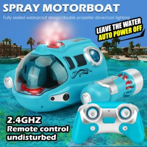 2.4GHz Rc Boat Toys Remote Control Boat Waterproof Spray Swimming Pool Bathing RC Steamboat For Boys And Girls Children's Gift