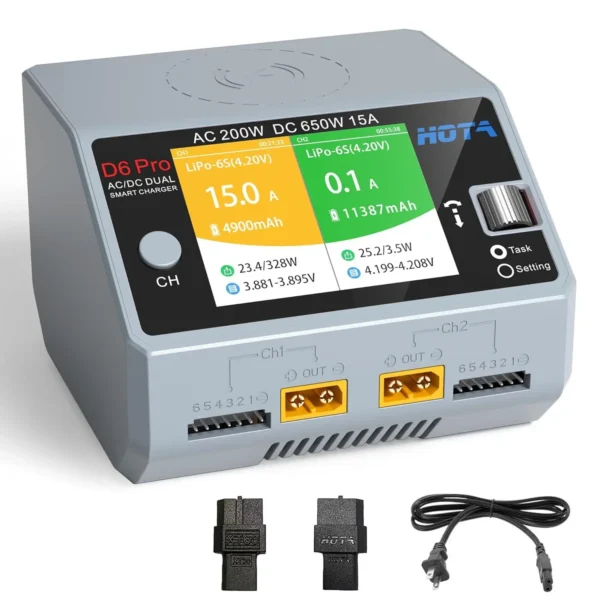 Upgraded HOTA D6 Pro Grey AC 200w DC 2x325w15a Channel Smart Battery Charger Discharger Lipo Charger for Rc Drone Spare Parts - Image 2