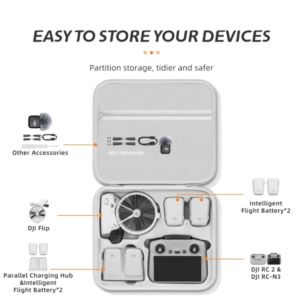 XFJI Portable Carrying Case for DJI Flip Storage Box Hard Case Drone Accessories DJI Flip Travel Handbag PU Splash-proof Bag - Image 2