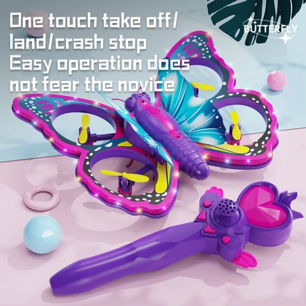 New V40 Glitter Butterfly Remote Control Aircraft 2.4GHz Gravity Sensing Mini Drone RC Quadcopter Children's Toy Gift - Image 4
