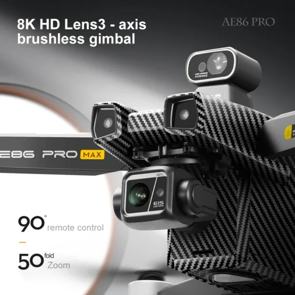 Drone professionnel AE86 PRO Max avec caméra HD 8K, cardan 3 axes, photographie aérienne, évitement d'obstacles, FPV GPS, quadri - Image 3