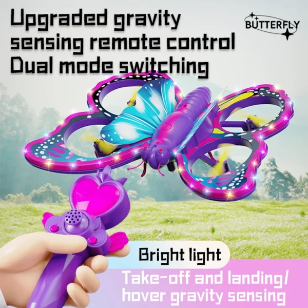 New V40 Glitter Butterfly Remote Control Aircraft 2.4GHz Gravity Sensing Mini Drone RC Quadcopter Children's Toy Gift - Image 5