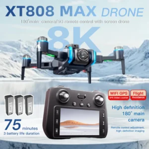 For Xiaomi XT808 GPS Drone Professional 8K HD Dual Camera Brushless Motor 5G WIFI FPV Foldable Screen Display RC Quadcopter toy