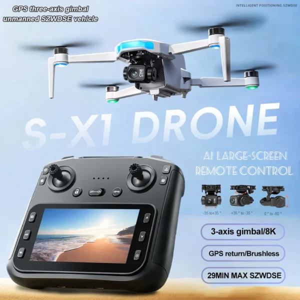 S-X1 MAX GPS Drone 4K Professional HD Camera 3-Axis Gimbal Aerial photography Brushless Screen 5G WIFI FPV Dron RC Quadcopter - Image 2