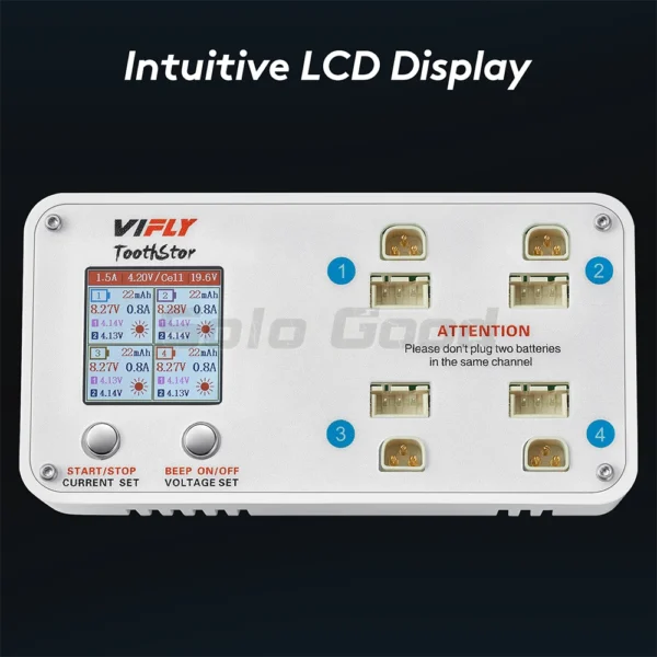 VIFLY ToothStor 4 Port 2S Balance Charger with Storage Mode LCD Display LiHV/LiPo Battery For RC FPV Freestyle Racing Drone - Image 2