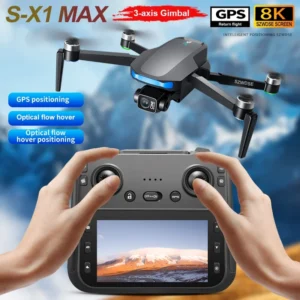 S-X1 Max Profesional GPS Drone with 8K HD Camera 3-axis gimbal Aerial 5G Wifi FPV Brushless Screen Fishing Drone RC Quadcopter
