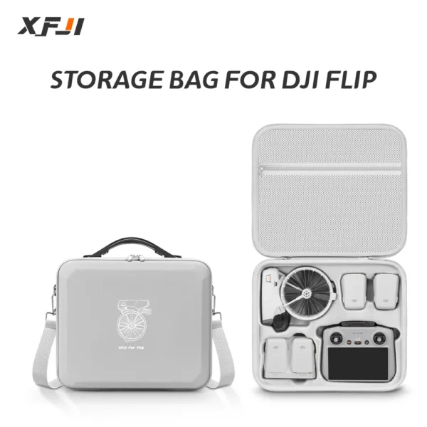 XFJI Portable Carrying Case for DJI Flip Storage Box Hard Case Drone Accessories DJI Flip Travel Handbag PU Splash-proof Bag
