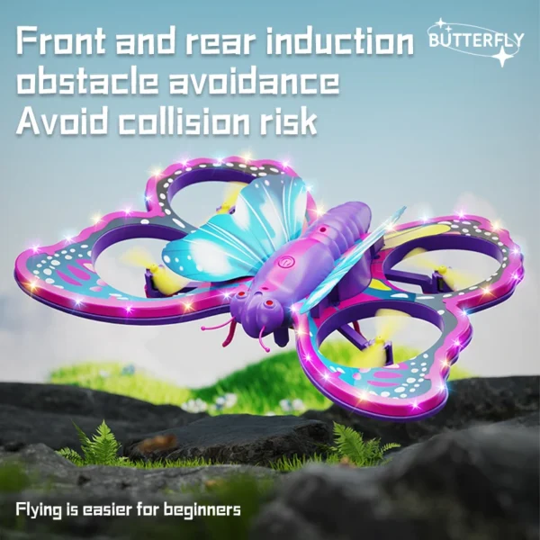 New V40 Glitter Butterfly Remote Control Aircraft 2.4GHz Gravity Sensing Mini Drone RC Quadcopter Children's Toy Gift - Image 2