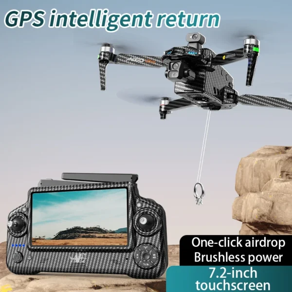 AE60 GPS Drone 8K Professional HD Camera 3-Axis Gimbal Brushless 12KM Obstacle Avoidance Large Screen FPV Fishing Airdrop Drones - Image 6