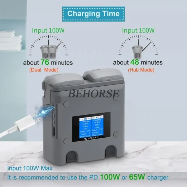 Two-way Digital Display Battery Charging Hub for Air 3S Charger Flight Battery Fast Charger for DJI Air 3 Drone Accessories - Image 3
