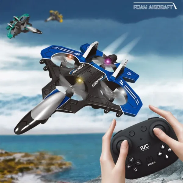 RC Fighter Airplane Mini Drone Remote Control Jet Plane Stunt Drone for Adults & Kids Toy with Light - Image 2