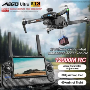 AE60 Ultra Profesional GPS Drone with 8K HD Camera 3-axis gimbal Aerial Photography Obstacle Avoidance FPV Airdrop Fishing Drone