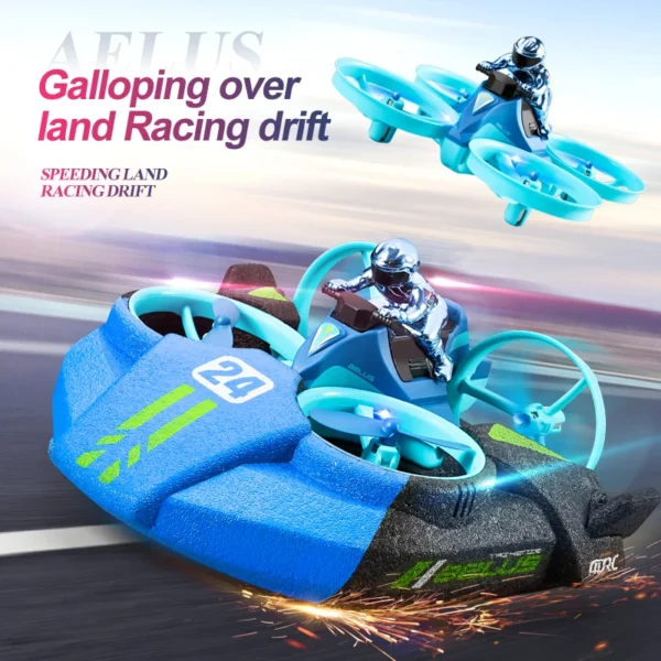 4DRC Mini RC Drone Altitude Hold Headless Mode 3 in 1 Sea Land Air Flight 2.4G Remote Control Quadcopter Boat RC Helicopter Toys - Image 2