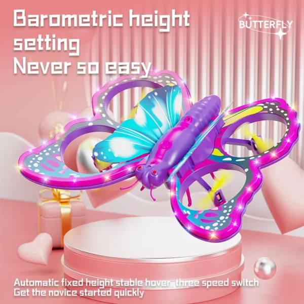 New V40 Glitter Butterfly Remote Control Aircraft 2.4GHz Gravity Sensing Mini Drone RC Quadcopter Children's Toy Gift - Image 3