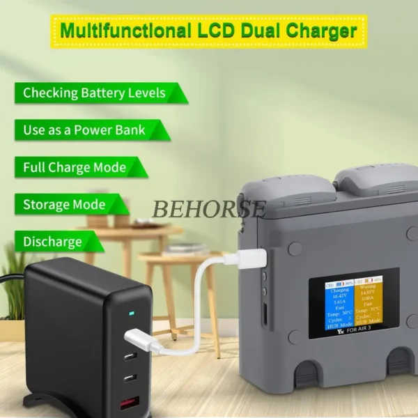 Two-way Digital Display Battery Charging Hub for Air 3S Charger Flight Battery Fast Charger for DJI Air 3 Drone Accessories - Image 2