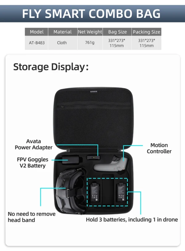 Sunnylife Storage Bag for DJI Avata Drone Bag Box Portable Handbag Carrying Case For DJI Googles 2/FPV Goggles V2 Accessories - Image 4