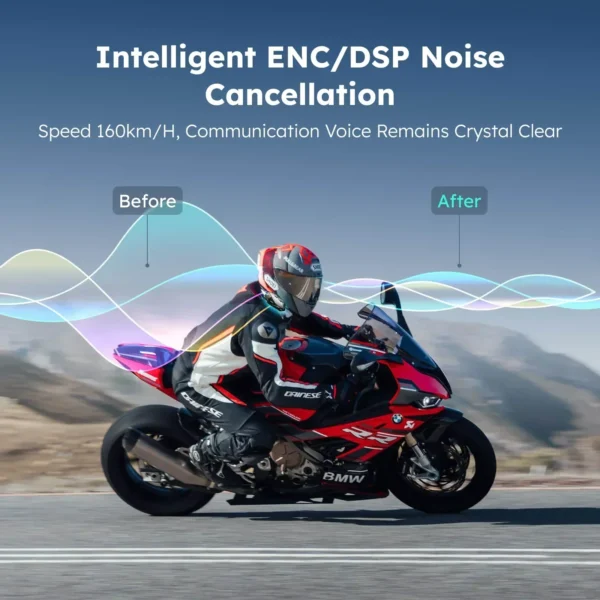 ASMAX Z1 Motorcycle Bluetooth Intercom, IP67 Waterproof Helmet Headset, 2 Chips 8-Core, HIFI Speakers, ENC, 42min Fast Charging - Image 3