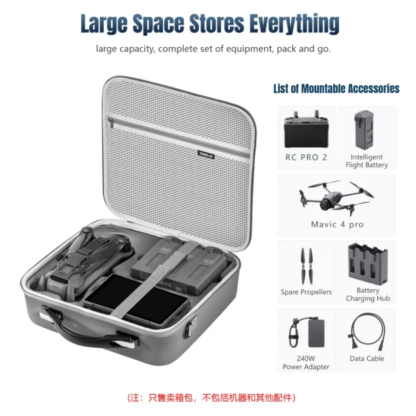 Carrying Case Travel Shoulder Bag For DJI Mavic 4 PRO Fly More Combo Accessory Storage Box PU Portable Handbag for DJI RC PRO 2 - Image 3