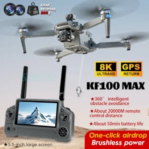 KF100/KF100 MAX Professional GPS Drone With 8K Camera 3-Axis Gimbal Fishing Airdrop Touch Screen FPV Brushless RC Quadcopter Toy
