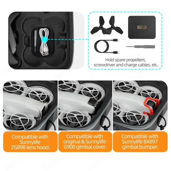 For DJI NEO Portable Case Waterproof Bag Charger Battery Base Storage Box Handbag Glasses N3 Carrying Box Drone Accessories - Image 4