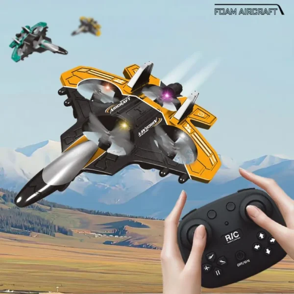 RC Fighter Airplane Mini Drone Remote Control Jet Plane Stunt Drone for Adults & Kids Toy with Light - Image 4