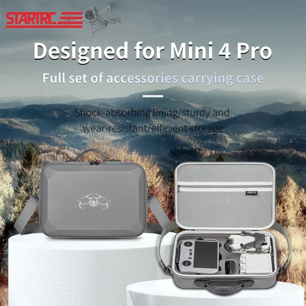 STARTRC Carrying Case For DJI Mini 4 Pro Accessories Storage Bag PU Leather Handbag Portable Travel Case Drone Accessories