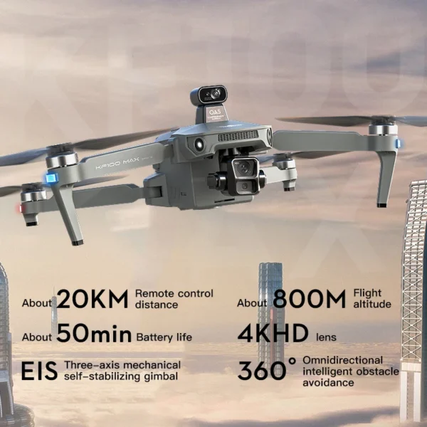 5.5 inch KF100 MAX/KF100 Large Screen RC Profesional GPS Drone With 8K Camera 3-axis Gimbal Brushless For Fishing Dron VS P7 MAX - Image 4