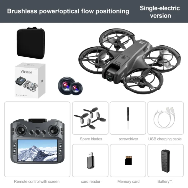 V666 Drone with 4.5 inch Screen Remote Control Hd Hd Camera Obstacle Automatic Avoidance 50X Shooting Drone - Image 3