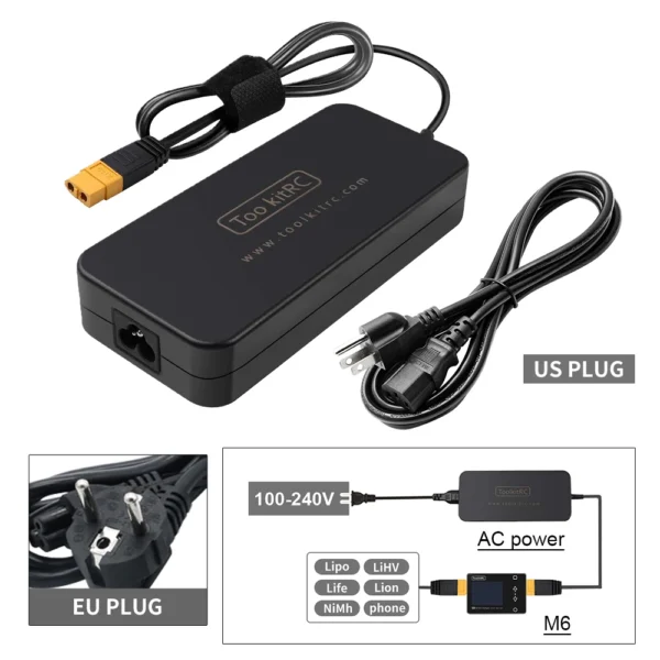 ToolkitRC ADP200 AC Power Adapter 200W Power Supply XT60 Plug Output 19.5V 10.3A for RC LiPo Battery Charger Balance Drone Model - Image 2