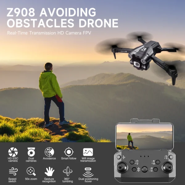 HOT Z908 Pro / MAX Mini Drone 4k Professional Camera 2.4G WIFI Obstacle Avoidance Helicopter Remote Control Quadcopter RC Toys - Image 5