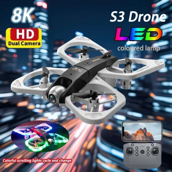 New S3 Pro 8K Ultra HD Dual-Camera Drone GPS Auto Follow 5G WiFi FPV Transmission RGB Night Lights Gimba For Aerial Photography