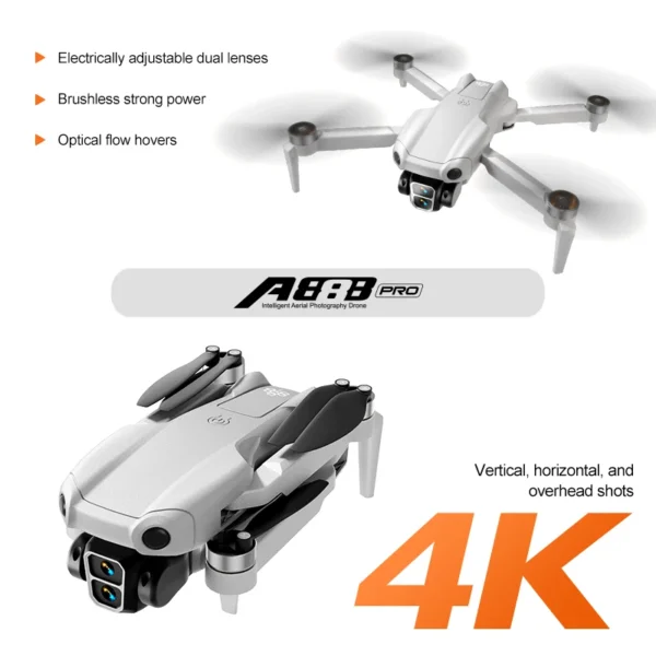 2025 New A888 Aerial Photography Drone Brushless Motor | 3-Axis Gimbal | 360° Adjustable Camera | Optical Flow Stabilization - Image 2