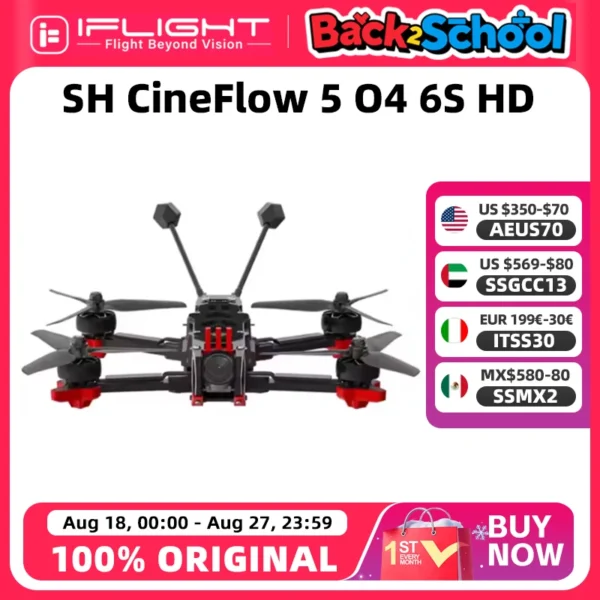 iFlight CineFlow 5 O4 6S HD 5inch Drone BNF with XING2 2207 2050KV motor / O4 Air Unit Pro for FPV cinematic freestyle