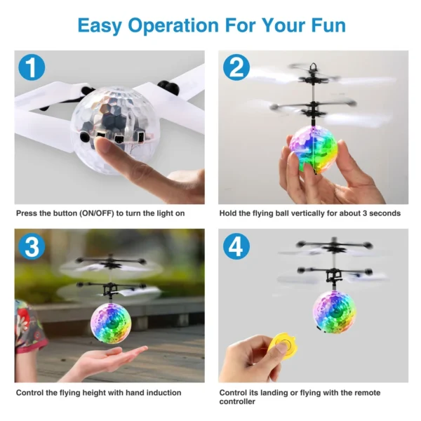 RC Flying Balls Electric Infrared Induction Drone Helicopter Ball LED Light Kids Flying Toy - Image 4